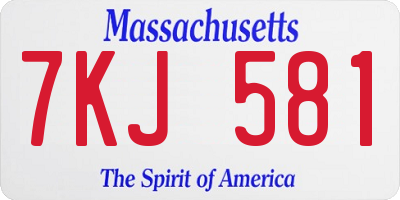 MA license plate 7KJ581