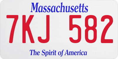 MA license plate 7KJ582