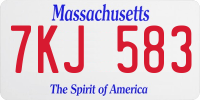 MA license plate 7KJ583