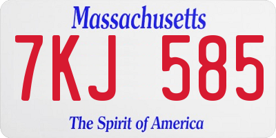 MA license plate 7KJ585