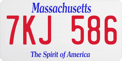 MA license plate 7KJ586