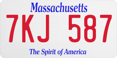 MA license plate 7KJ587