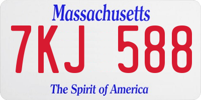 MA license plate 7KJ588