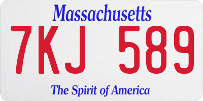 MA license plate 7KJ589