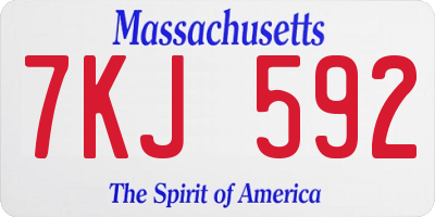 MA license plate 7KJ592