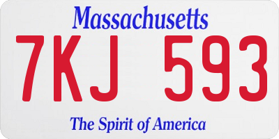 MA license plate 7KJ593