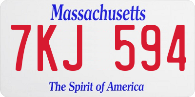 MA license plate 7KJ594