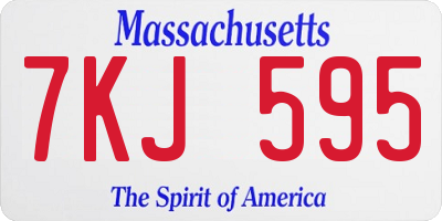 MA license plate 7KJ595