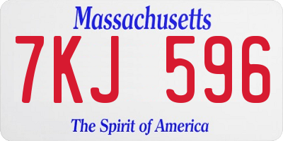 MA license plate 7KJ596
