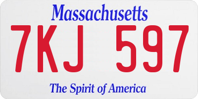 MA license plate 7KJ597