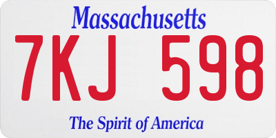 MA license plate 7KJ598