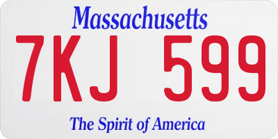 MA license plate 7KJ599