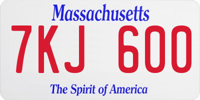 MA license plate 7KJ600