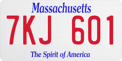 MA license plate 7KJ601