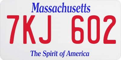 MA license plate 7KJ602
