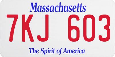MA license plate 7KJ603