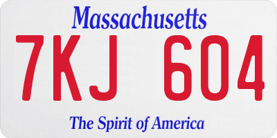 MA license plate 7KJ604