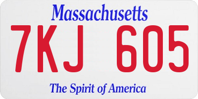 MA license plate 7KJ605
