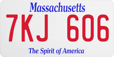 MA license plate 7KJ606