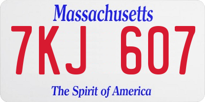 MA license plate 7KJ607