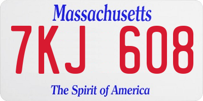 MA license plate 7KJ608