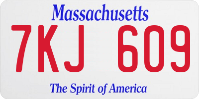 MA license plate 7KJ609