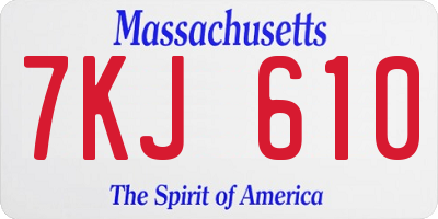 MA license plate 7KJ610
