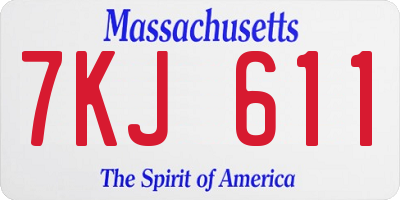 MA license plate 7KJ611
