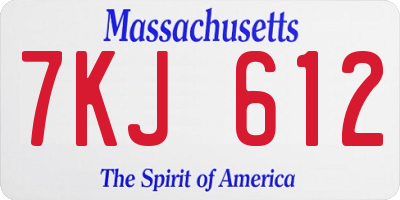 MA license plate 7KJ612