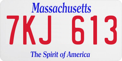 MA license plate 7KJ613