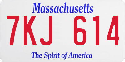 MA license plate 7KJ614