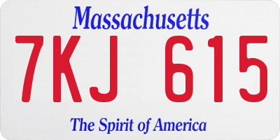 MA license plate 7KJ615