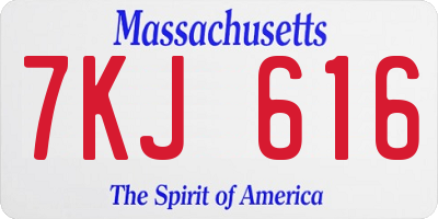 MA license plate 7KJ616