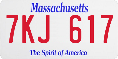 MA license plate 7KJ617