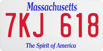 MA license plate 7KJ618
