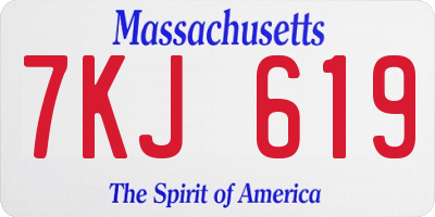 MA license plate 7KJ619