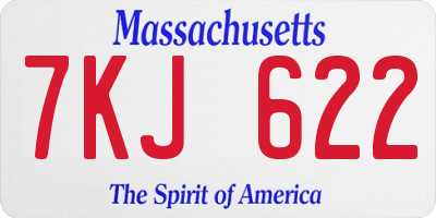 MA license plate 7KJ622
