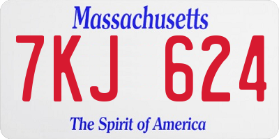 MA license plate 7KJ624