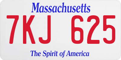 MA license plate 7KJ625