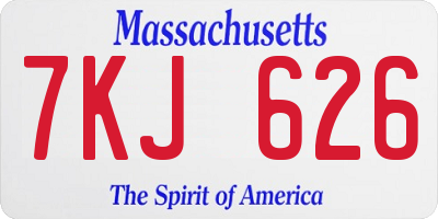 MA license plate 7KJ626