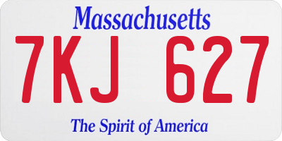 MA license plate 7KJ627
