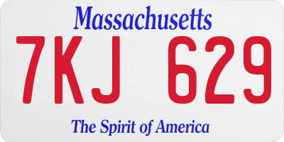MA license plate 7KJ629
