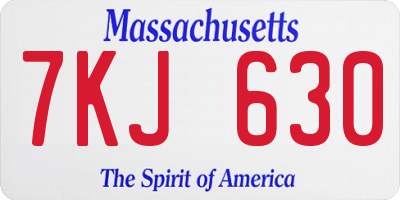 MA license plate 7KJ630