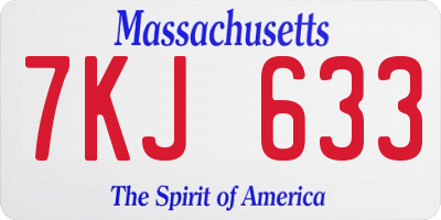MA license plate 7KJ633