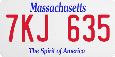MA license plate 7KJ635