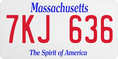 MA license plate 7KJ636