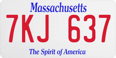 MA license plate 7KJ637
