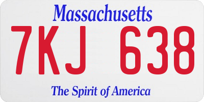 MA license plate 7KJ638