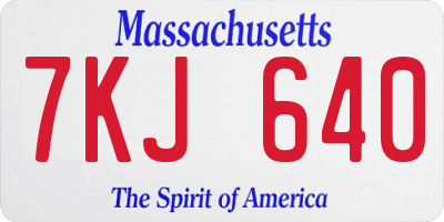 MA license plate 7KJ640