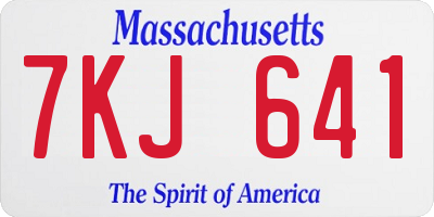 MA license plate 7KJ641